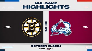 NHL Highlights  Bruins vs Avalanche  October 16 2024 [upl. by Ahsercul]