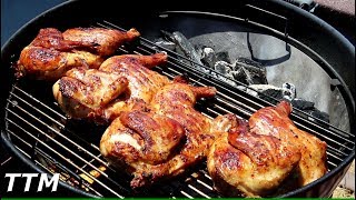 How to Cook the Best BBQ Chicken Halves on the Weber Kettle [upl. by Evadne109]