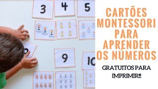 Cartões Montessori para aprender os números  gratuitos para imprimir [upl. by Yanarp]