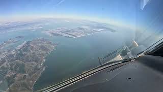 Airplane Landing in San Francisco Airport SFO  Pilot Cockpit View [upl. by Wilkens]