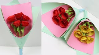 DIY HOW TO MAKE PAPER ROSE FLOWER BOUQUET  STEP BY STEP BOUQUETS MAKING TUTORIAL WITH ROSES FLOWERS [upl. by Nysa]