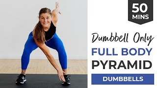 50Minute Full Body PYRAMID Workout  Intense Dumbbell HIIT [upl. by Adlare71]