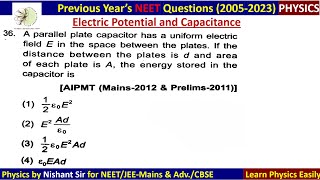 A parallel plate capacitor has a uniform electric field E in the space between the plates aipmt2012 [upl. by Arno93]