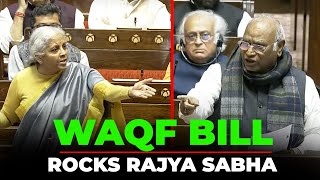 Huge Ruckus in Rajya Sabha over JPC Report on Waqf Bill Congress BJP  Parliament Sansad [upl. by Ditmore527]