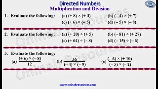 Directed Numbers Multiplication and Division [upl. by Nosreve499]