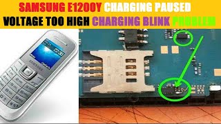 Samsung E1200y Charging Paused Voltage too High  Charging Bllinking Problem Solution 2021 [upl. by Leahciam]