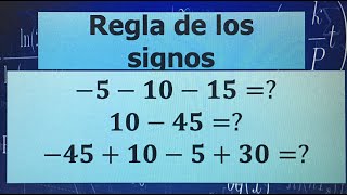 REGLA DE LOS SIGNOS EN SUMA Y RESTA [upl. by Cordula]