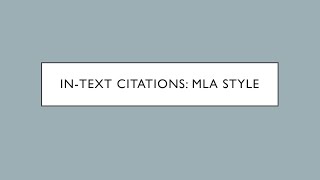 InText Citation MLA Style [upl. by Adella]