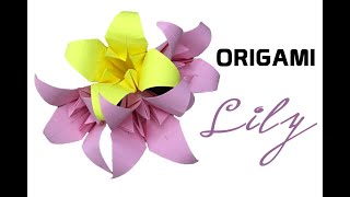 🌺 Origami Lily 🌺  Beautiful flower Traditional designs [upl. by Aiker]