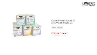 Coated Vicryl Suture 12 x 45 Violet 2 0 3 x 24 V905E [upl. by Esinned]