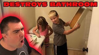 Kid Temper Tantrum Destroys His Bathroom Because He Couldnt Play Fortnite  Original [upl. by Sall]