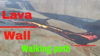 Iceland Geldingadalir volcano Drone video from volcano to natthagi valley [upl. by Ynnos]