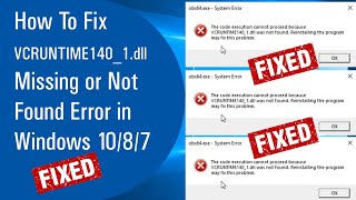 How To Fix VCRUNTIME1401dll Missing or Not Found Error in Windows 1087 [upl. by Dayna]