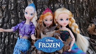 Frozen Elsa and Anna with Moxie Girlz Camping Adventurez Avery Barbie Doll Disney Clothing Swap [upl. by Ostap]