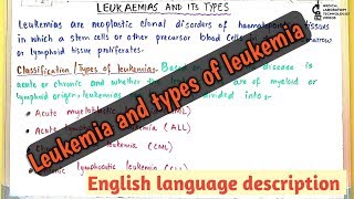 Leukemia and typessummarized formin english language [upl. by Teilo]