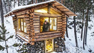 An incredible wooden hut in THE WILD MOUNTAINS  BUILT A HUT FOR SURVIVAL [upl. by Meerak]