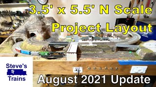 3x5 N Scale Layout Project Update August 2021 [upl. by Alleram370]