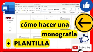 👨🏻‍💻Cómo hacer una MONOGRAFIA en word mas PLANTILLA [upl. by Warfore]