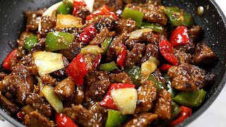 PEPPER STEAK RECIPE BEEF STIR FRY  BETTER THAN CHINESE TAKE OUT [upl. by Airdnahs]