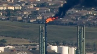 BENICIA EVACUATIONS Raw helicopter video of stack flaring at Valero refinery [upl. by Idou]