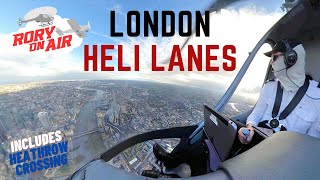 Flying a helicopter over central London  Heli lanes amp Heathrow crossing  Full ATC [upl. by Eziechiele]