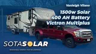 Vanleigh Vilano 5th Wheel Victron RV Solar and Multiplus Inverter Install 400ah battery 1500w Solar [upl. by Arabele]