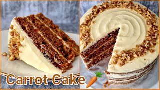 Carrot Cake  Carrot Cake with Cream Cheese Frosting  Carrot Cake Recipe  Soft and Moist Cake [upl. by Hax977]