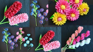 4 Types of Paper Flowers  How To Make Paper Flowers  Paper Craft [upl. by Ddahc272]