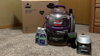 Unboxing BISSELL SpotClean Pet Pro Portable Carpet Cleaner 2458 [upl. by Shanleigh509]