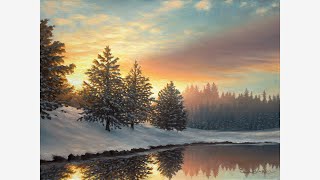 A Snowy Winter Landscape Painting  quotOne Quiet Morningquot [upl. by Yenatirb]