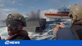 Dramatic Video Coast Guard seizes 18000 lbs of suspected cocaine worth estimated 312 million [upl. by Nnylesor310]