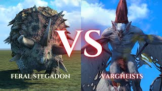 WARHAMMER III Total War  Feral Stegadon VS Vargheists [upl. by Gerger]