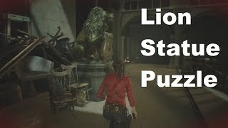 Resident Evil 2 Remake Claire 2nd Run  Lion Statue Puzzle [upl. by Champ]