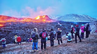 Icelands erupting volcano Recordbreaking numbers of people visit site over weekend [upl. by Parks]