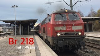 BR 218 mit nWagen  Radexpress Donautal  Ausfahrt in Tuttlingen  Donautalbahn  TB 11 Sound [upl. by Anihsit626]