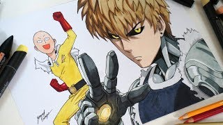 Drawing Genos amp Saitama From One Punch Man [upl. by Nomihs]