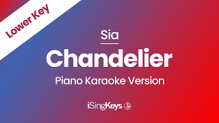 Chandelier  Sia  Piano Karaoke Instrumental  Lower Key [upl. by Artemla]