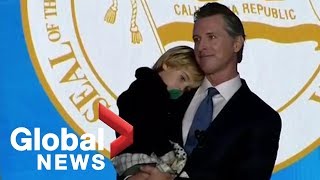 California Gov Gavin Newsoms twoyearold son steals spotlight at inauguration [upl. by Natale]