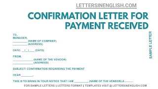 Payment Confirmation Letter – Sample Letter of Confirmation [upl. by Llekcor989]