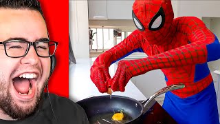 SPIDERMANS MORNING ROUTINE IN REAL LIFE Reaction [upl. by Ahtiek]