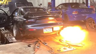 Mazda RX7 FD3S Breathing Massive Flames amp Insane 2 Step On The Dyno [upl. by Puttergill800]