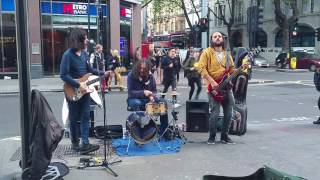 Legendary London street band Funfiction play Stuck In The Middle With You Stealers Wheel [upl. by Schick]