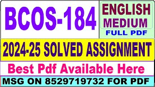 BCOS 184 solved assignment 202425  bcos 184 solved assignment 2025 in English  ignou bcos184 [upl. by Jann]