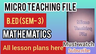 MICRO Teaching for Bed students MicroTeaching LESSON Plan for maths [upl. by Benkley1]