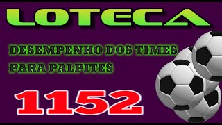 LOTECA 1152 DESEMPENHO DOS TIMES NOS ÚLTIMOS JOGOS PARA PALPITE DA LOTECA 1152 [upl. by Ehtyde]