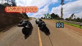 08 R1 VS 08 GSXR1000 IN THE KENYA TWISTIES [upl. by Dash253]