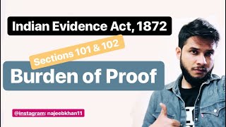 Burden of Proof Sections 101 amp 102 Indian Evidence Act 1872 [upl. by Kev26]