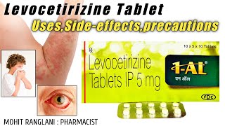 Levocetirizine dihydrochloride tablets ip 5mg  UsesSide effectsDose and precautions  In Hindi [upl. by Eladroc]