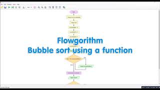 Flowgorithm Bubble Sort version 2 using a sort function and passing an array [upl. by Sadnalor]