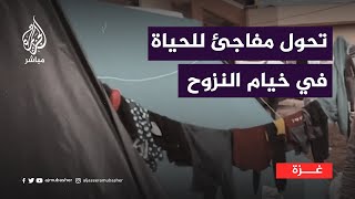 مراسل الجزيرة مباشر يُفاجَأ بأحوال خيمة فلسطينية نازحة [upl. by Damick340]